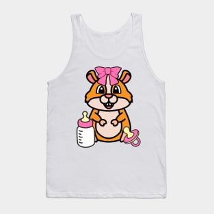 cute baby hamster wears a pink ribbon Tank Top